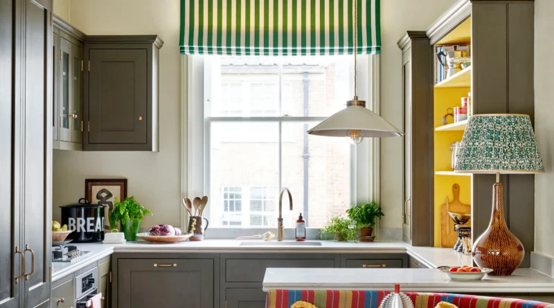 Kitchen with Stylish Roman Shades