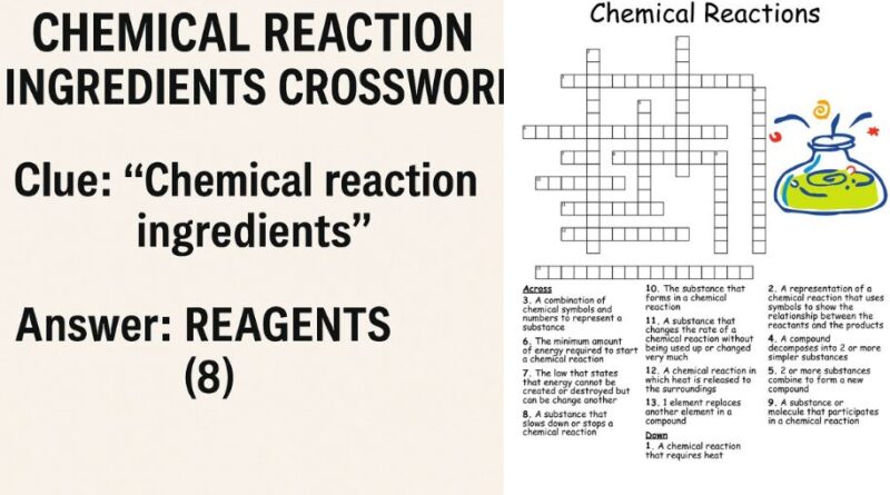 Chemical Reaction Ingredients Crossword