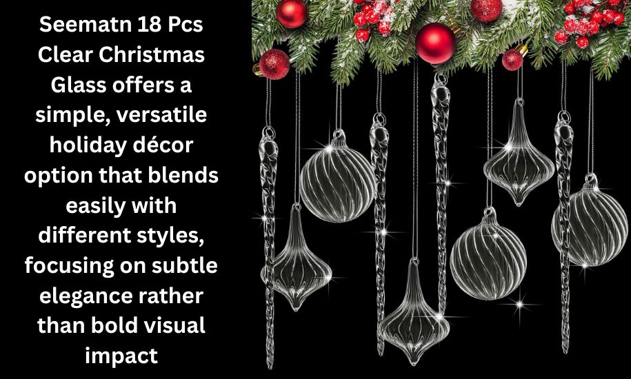 Seematn 18 Pcs Clear Christmas Glass